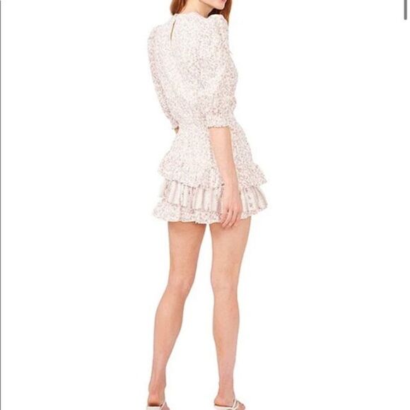 Chelsea & Violet Smocked Ruffle Ditsy Floral Print Puff Short Sleeve Dress - Picture 2 of 7